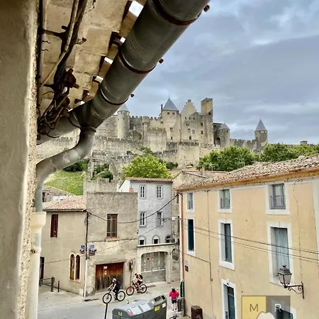 Le Donjon - Vue Cité Pied Cite Médiévale Neuf Carcasona